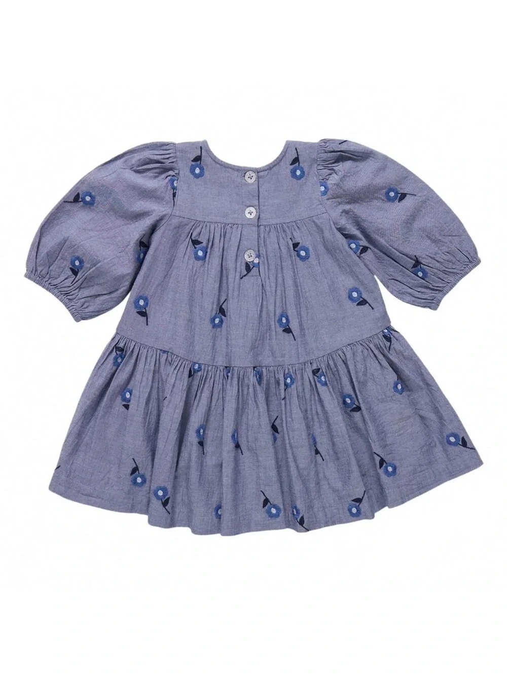 PINK CHICKEN fiona dress in blue blossom embroidery, size 6Y